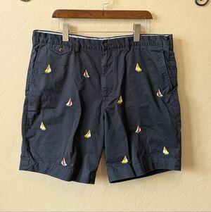 Polo Ralph Lauren Chino Shorts Navy Blue Sailboat Embroidered Nautical
